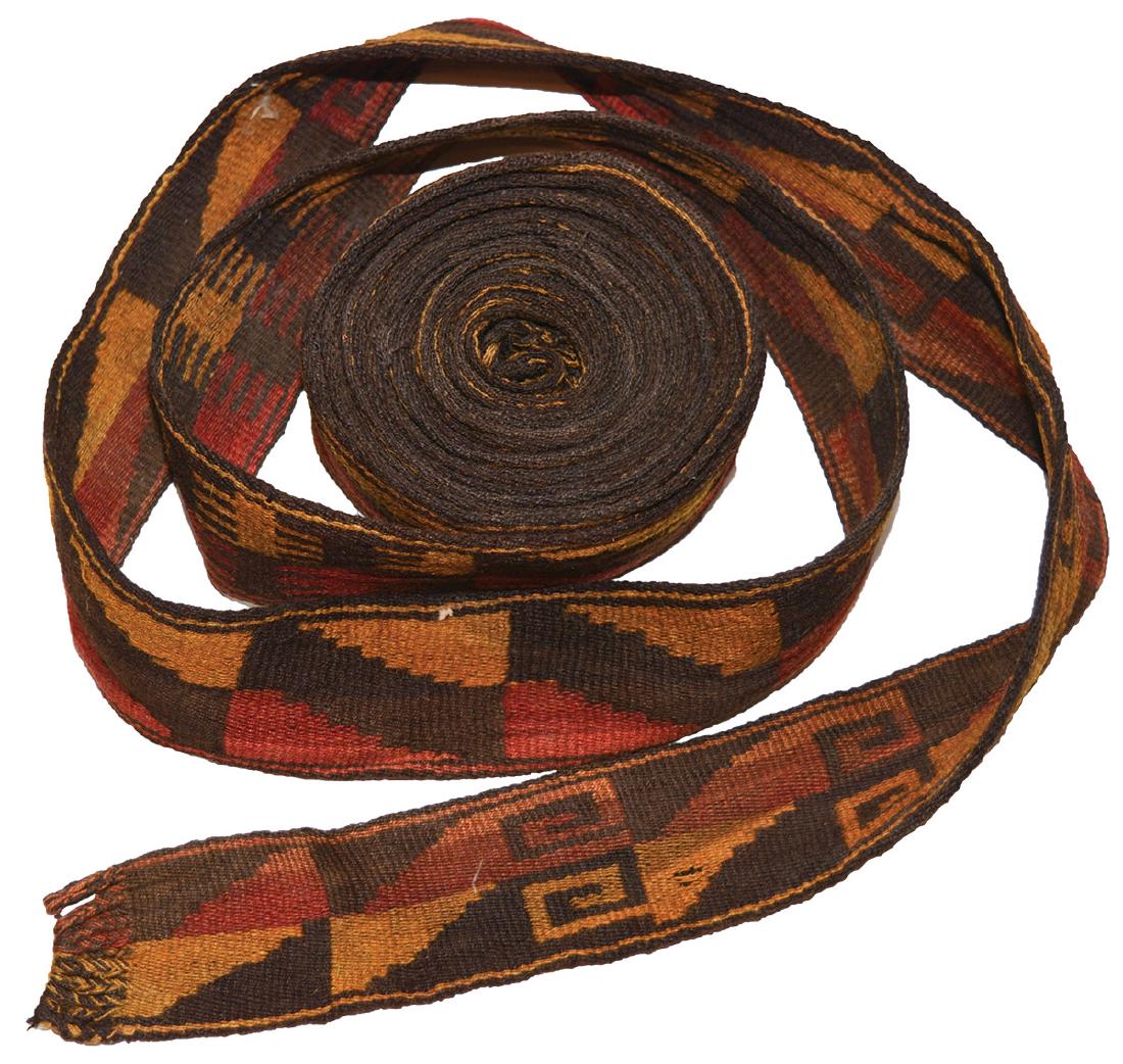 Nazca Ceremonial Belt.  12' long and 2" wide.  Peru. (1 of 1)