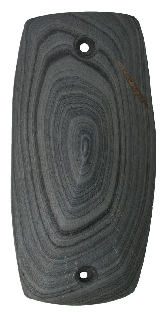 3 3/4" Gorget.  Jefferson Co, IN.  Banded slate. (1 of 4)