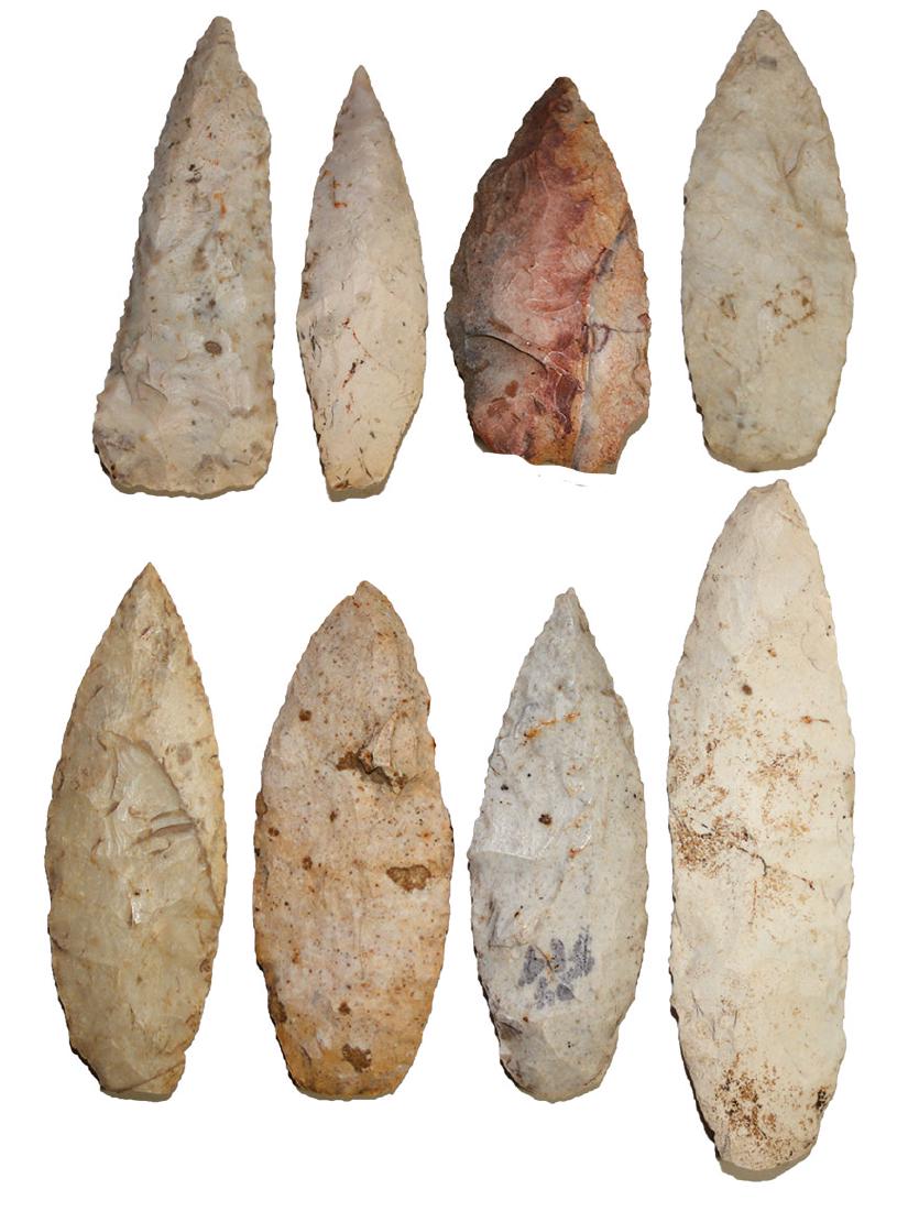 8 Sedalias and Knives. (2 7/8"-4 7/8"). Adams Co, IL. (1 of 2)