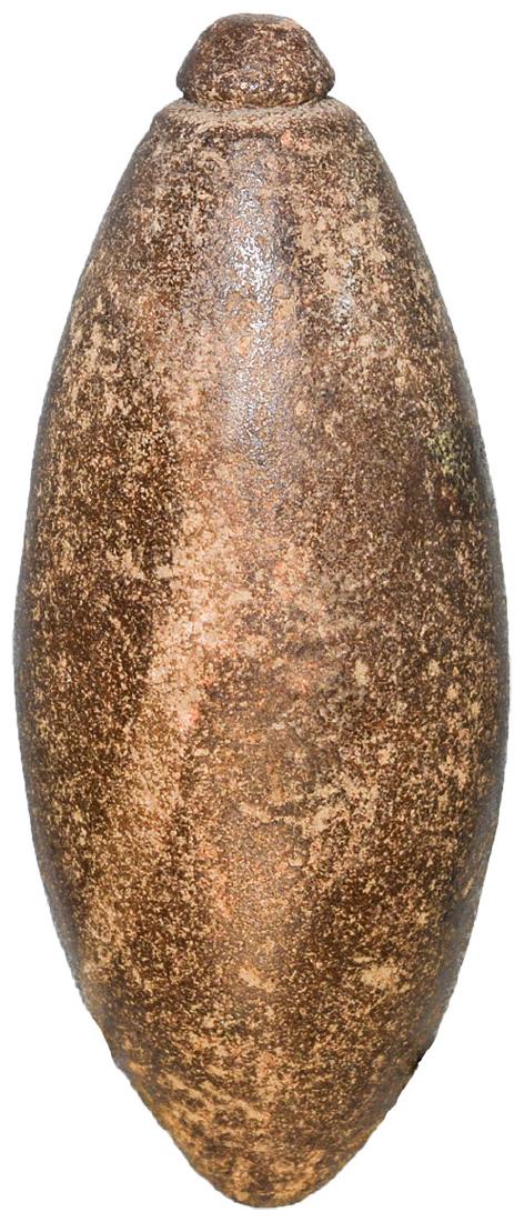 3 3/8" Plummet. Davis COA. Ross Co, OH. Gray: 3 3/8" Plummet. Ross Co, OH. Gray Hardstone. Ex-Scott Shively, Bob Converse. Davis G8 COA