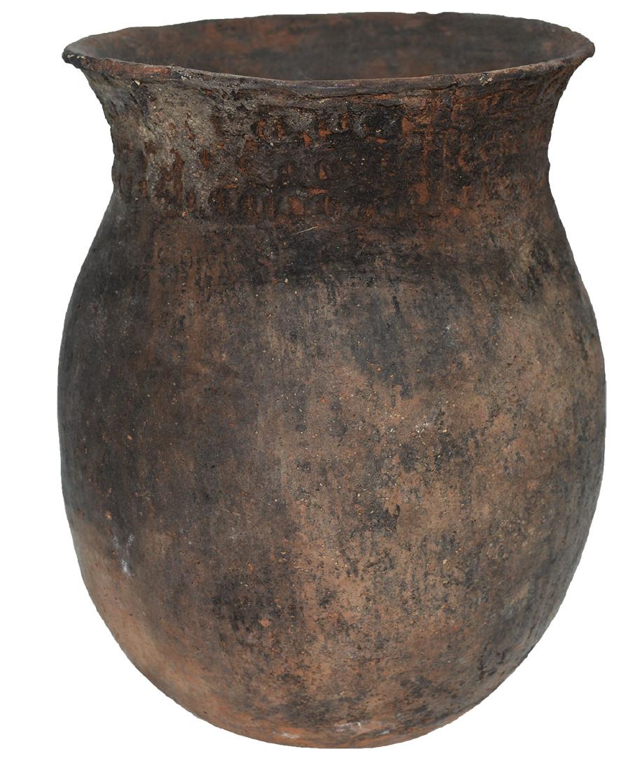 8 11/16" H. Caddo Vase.  Some repair.  Fine, brushed (1 of 4)