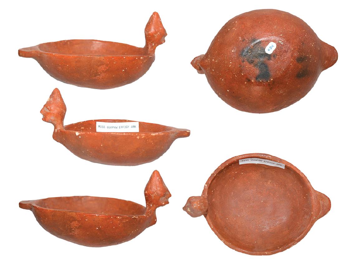 2 Restored and Repainted Pottery Pieces. Rim Effigy: 2 Restored and Repainted Pottery Pieces. 6 1/2" Rim Effigy (AR) and 6 3/8" Caddo Bowl (Gregg Co, TX)