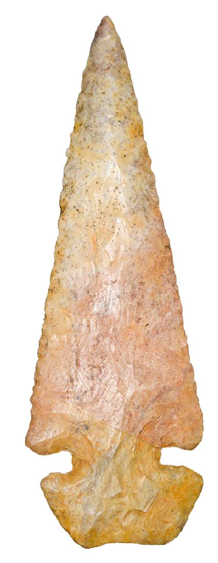 4 9/16" Thebes.  Fayette Co, IL.  Wide base with many (1 of 2)