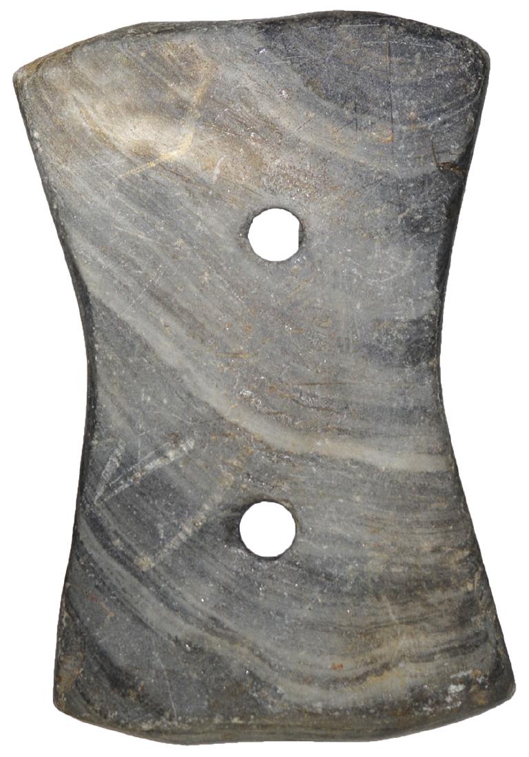 2 13/16" Bi-Concave Gorget.  Pike Co, IL.  Slate. (1 of 4)