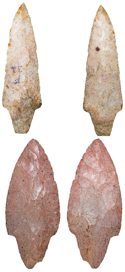 Two nice Woodland Points.  4" Dickson and 3 3/4" (1 of 4)