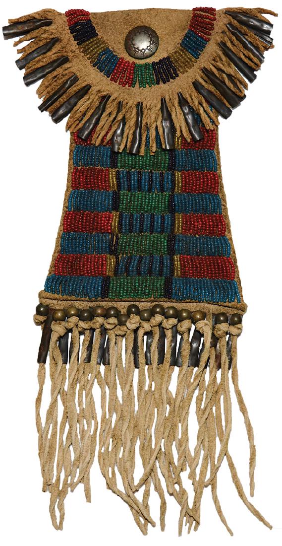 11 1/2" (with fringe) Beaded Leather Strike A Lite Bag. (1 of 2)