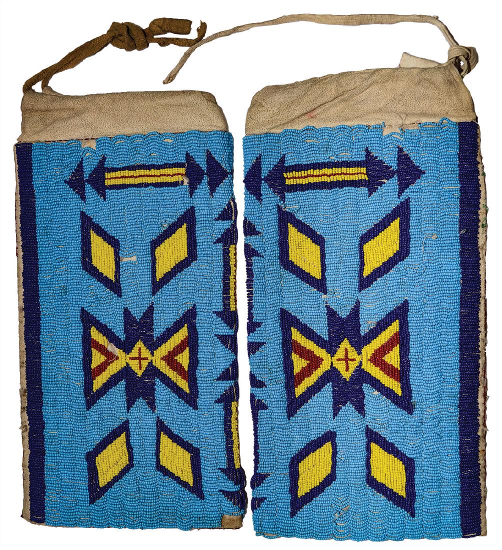 Pair of 14" Beaded Leggings.  Older pair.  Sioux. (1 of 2)
