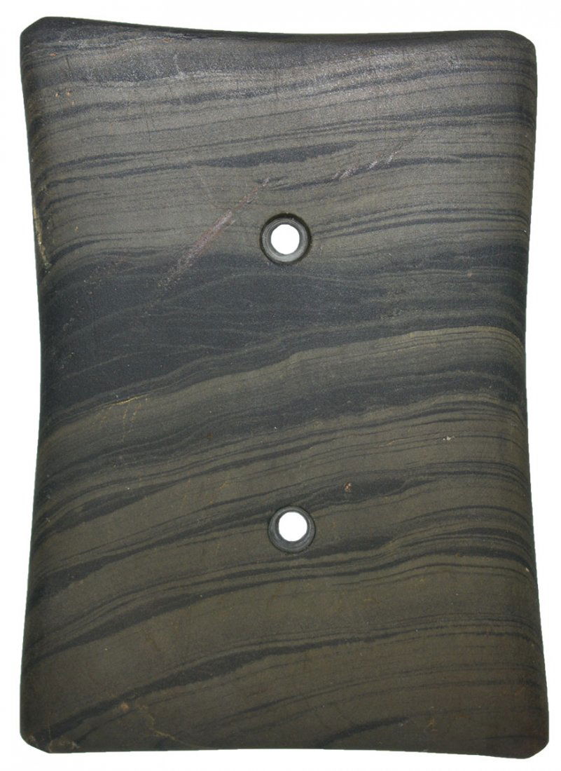 4" Quadraconcave Gorget.  OH.  Thin, heavily banded (1 of 3)