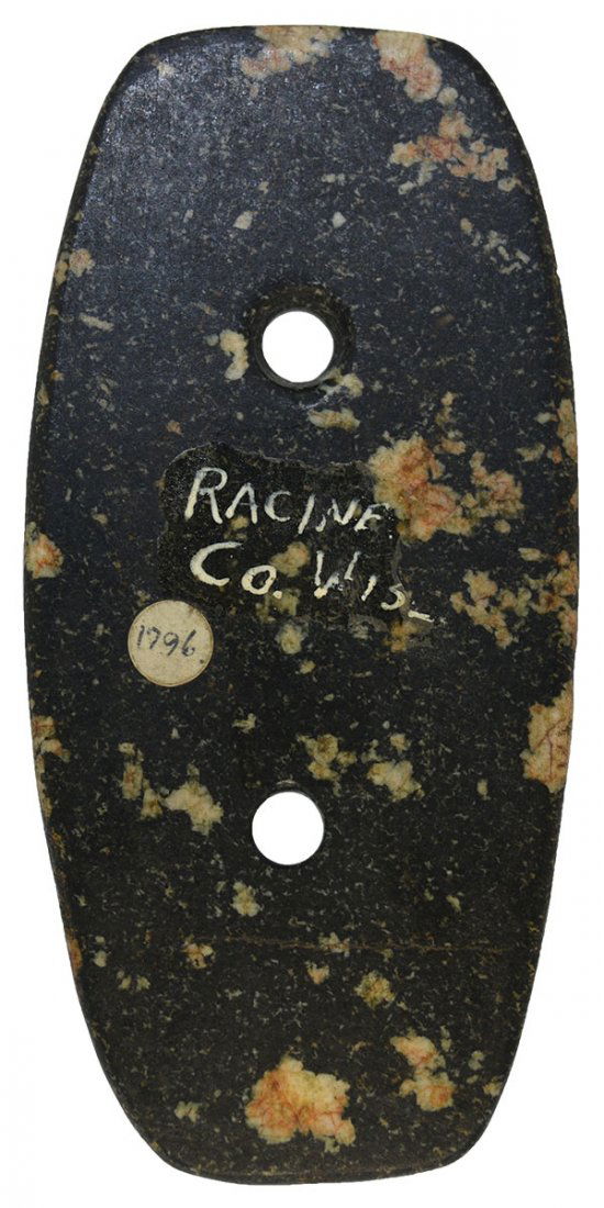 4 3/8" Porphyry Gorget.  Racine Co, WI.  Thin, fine (1 of 2)