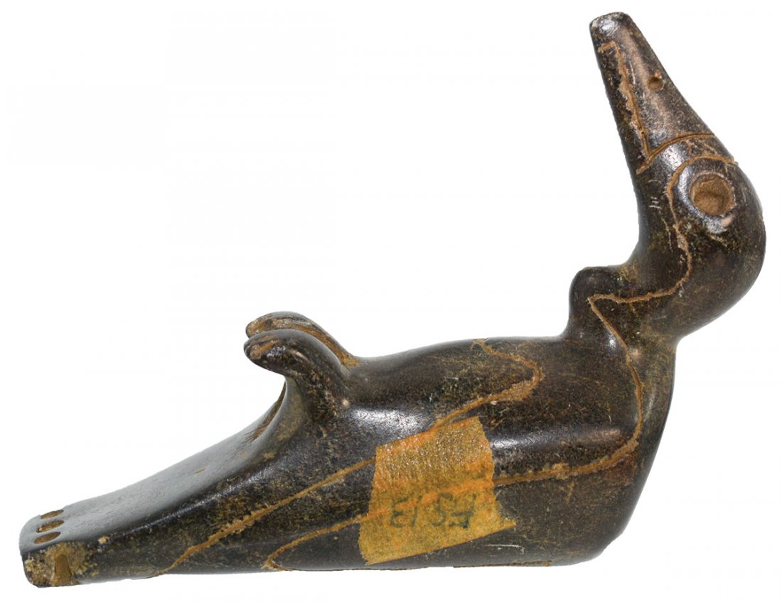 3 1/4" Iroquois Bird Effigy Pipe.  New York.  Early (1 of 7)