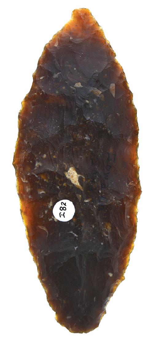 5" Ovoid Knife.   Thin, translucent Knife River Flint. (1 of 3)