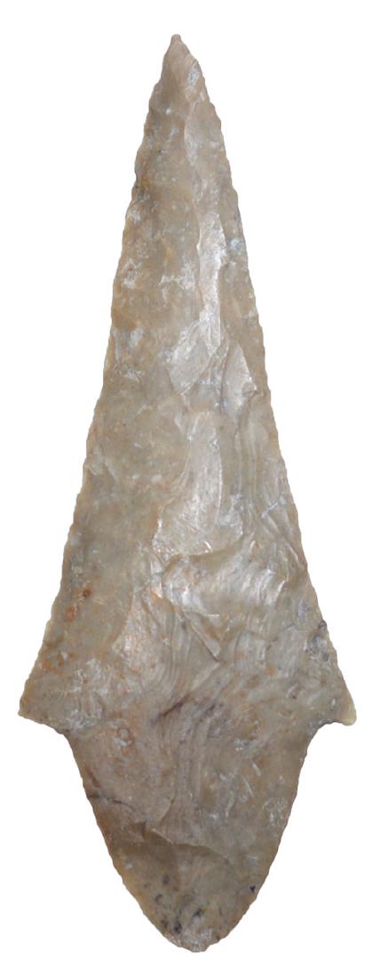 3 5/8" Waubesa.  Mills Co, IA.  Gray chert.  Ex-Fred (1 of 2)