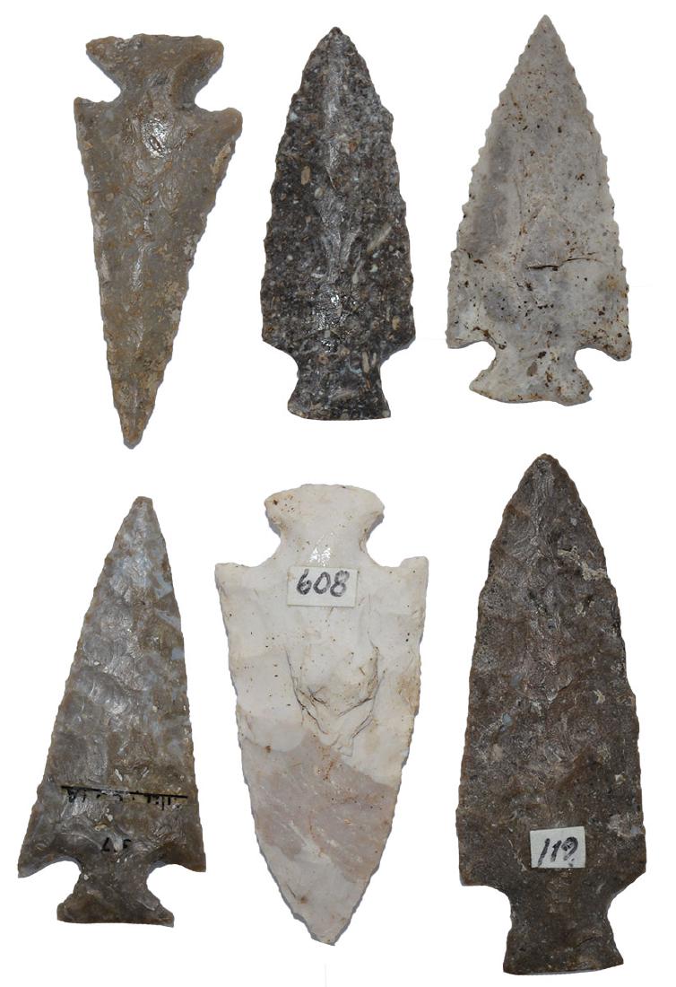 6 Very nice Iowa Points (1 3/4"-2 1/4").  Ex-Paul (1 of 2)