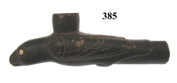 11 7/8" Steatite Great Pipe. Jackson Paper: 11 7/8" Steatite Great Pipe. Large and fine. Later Mississippian cultures. Jackson COA.