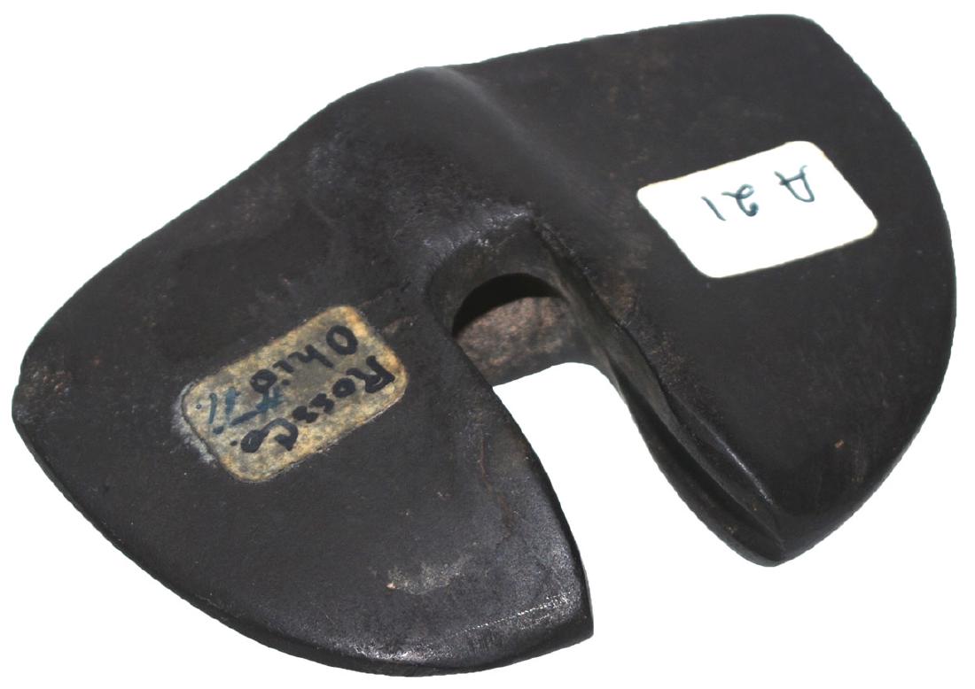 3 5/16" Salvaged Notched Ovate Bannerstone.  Ross Co, (1 of 7)