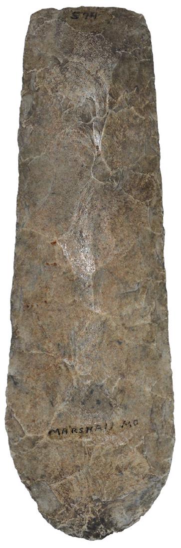 7 1/4" Flint Celt.  Marshall, MO (Saline County). (1 of 2)