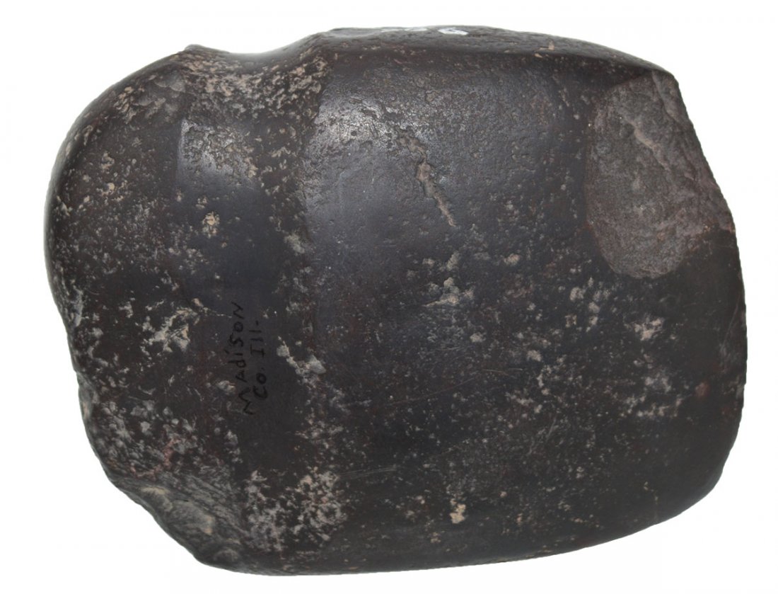 4 1/4" Hematite Axe.  Madison Co, IL.  Polished, chip (1 of 2)