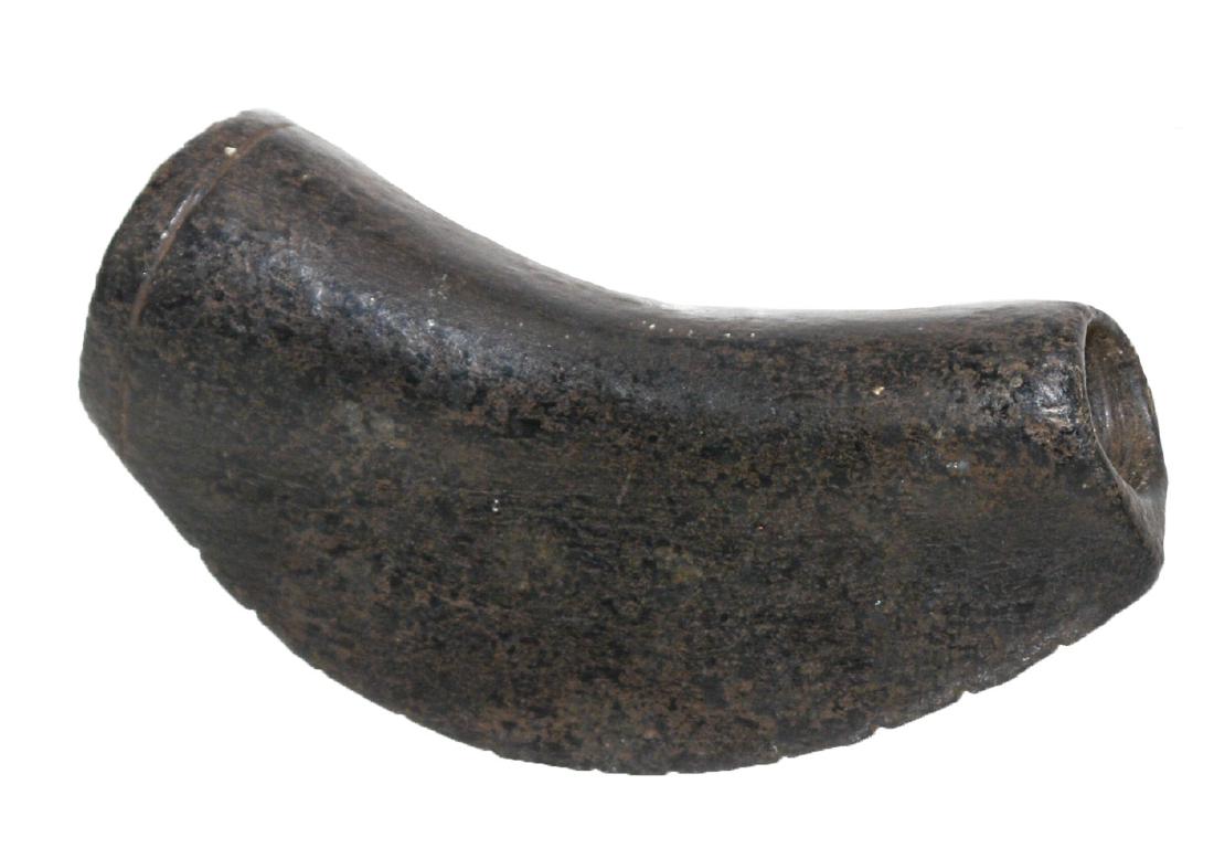 2 5/8" Curved Rib Pipe. Lawrence Co, OH. Graceful: 2 5/8" Curved Rib Pipe. Lawrence Co, OH. Graceful, curved Pipe with one rib (flange) to hold. Steatite. Highly polished. Ex-John Unrve