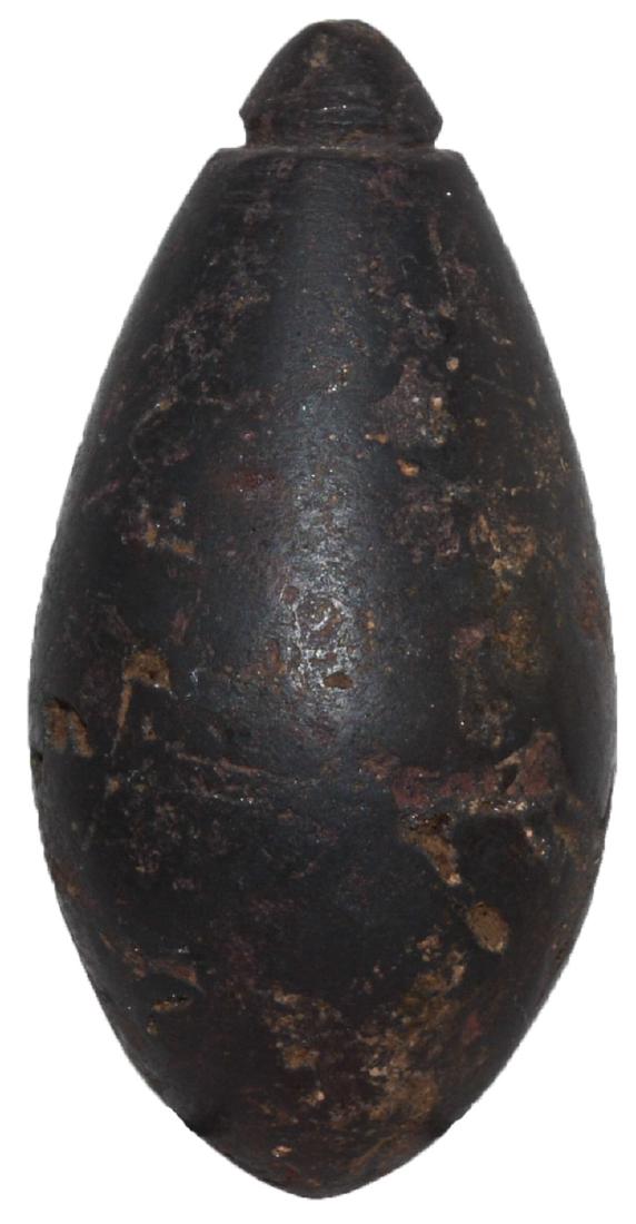 2 7/16" Grooved Hematite Plummet. Pictured in WW#10: 2 7/16" Grooved Hematite Plummet. Cole Co, MO. "Good condition". Ex-Lonnie Hartline, Ed Meiners. Pictured in WW#10, p163