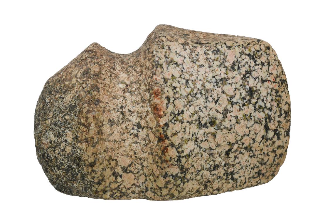3 15/16" 3/4 Groove Axe. Scotland Co, MO. Ex-Dale: 3 15/16" 3/4 Groove Axe. Scotland Co, MO. Predominantly white granite with black speckling. Corner of pole scuffed. Ex-Dale Roberts