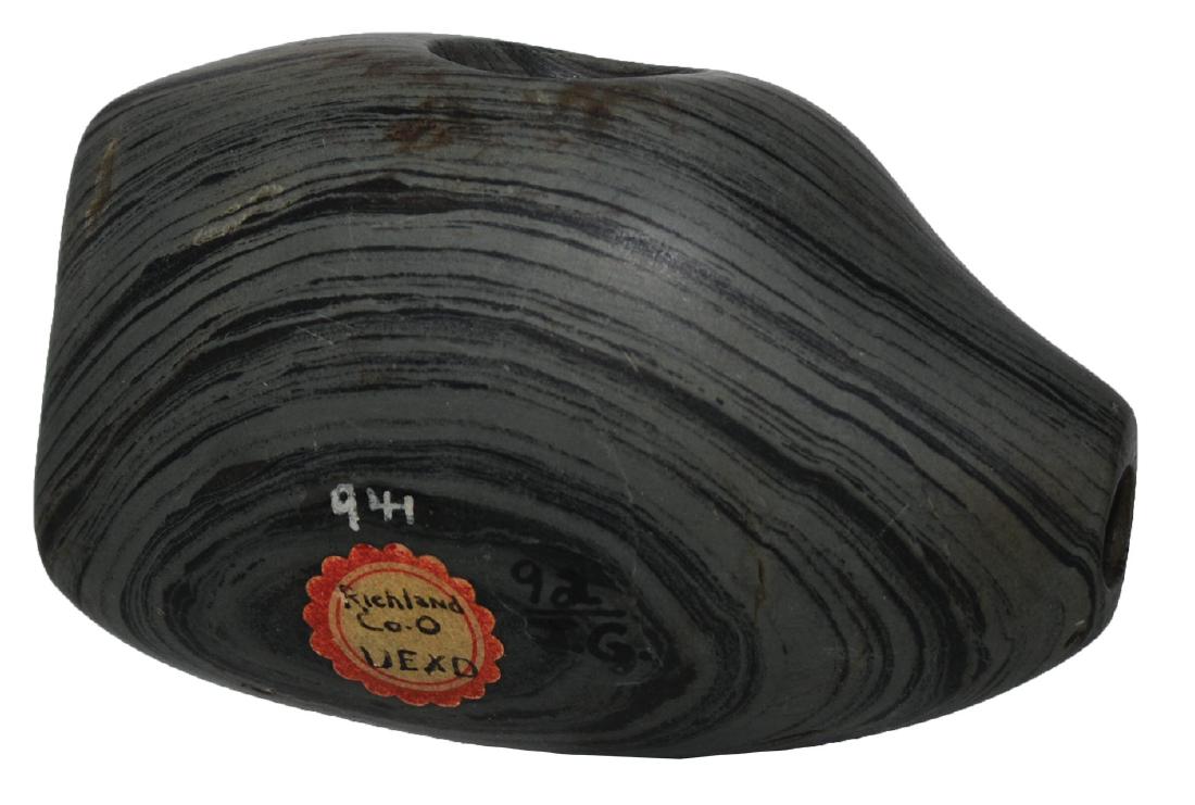 3" Slate Pipe. Richland Co, OH. Vivid banding. Ex-Mel: 3" Slate Pipe. Richland Co, OH. Graceful example in excellent condition. Vivid banding. Ex-Mel Wilkins