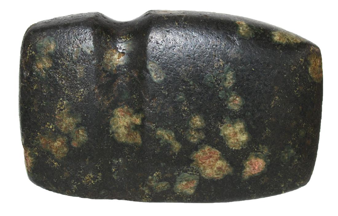 4" 3/4 Groove Axe. IL. Nice shape, lightly polished: 4" 3/4 Groove Porphyry Axe. IL. Nice shape, lightly polished. Good condition