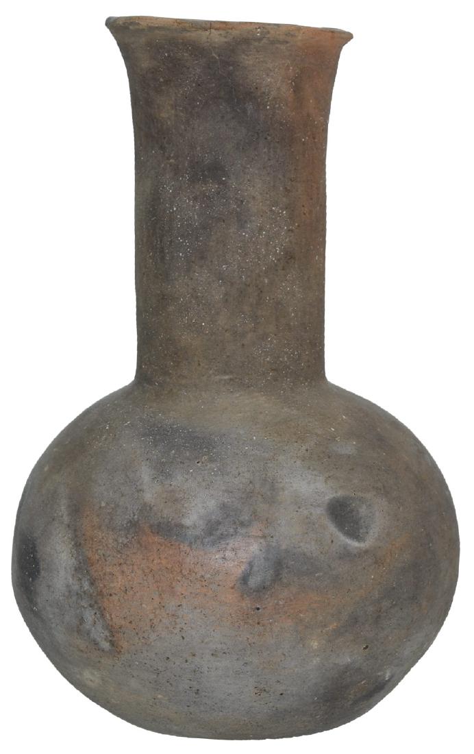 10 1/2" H. Mississippian Long Neck Waterbottle.: 10 1/2" H. Mississippian Long Neck Waterbottle. Mississippi Co, AR. Very well made, graceful shape with flared rim. Solid. Ex-Jack Bonds, Sam Johnson (has copy of Sam's card)