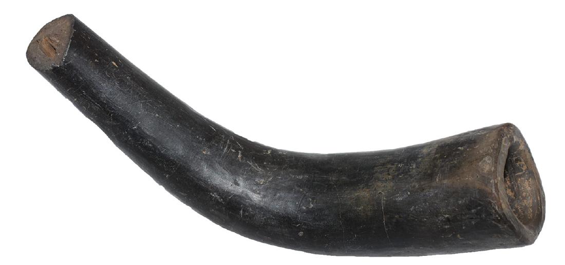 6" Poverty Point Style Pipe. Louisiana. Black ceramic: 6" Poverty Point Style Pipe. Louisiana. Black ceramic, stem broken at end. Rare. Ex-Tom Davis, Guy Ragusa