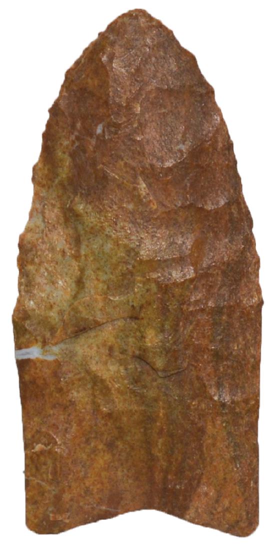 2 3/8" Clovis. Found North of Angola, IN by Jim Boyer: 2 3/8" Clovis. Found North of Angola, IN by Jim Boyer while drilling a well in 1961. Ex-Don Kinkade, Ted Walter, Fremont Bank Display. Putty G9 COA