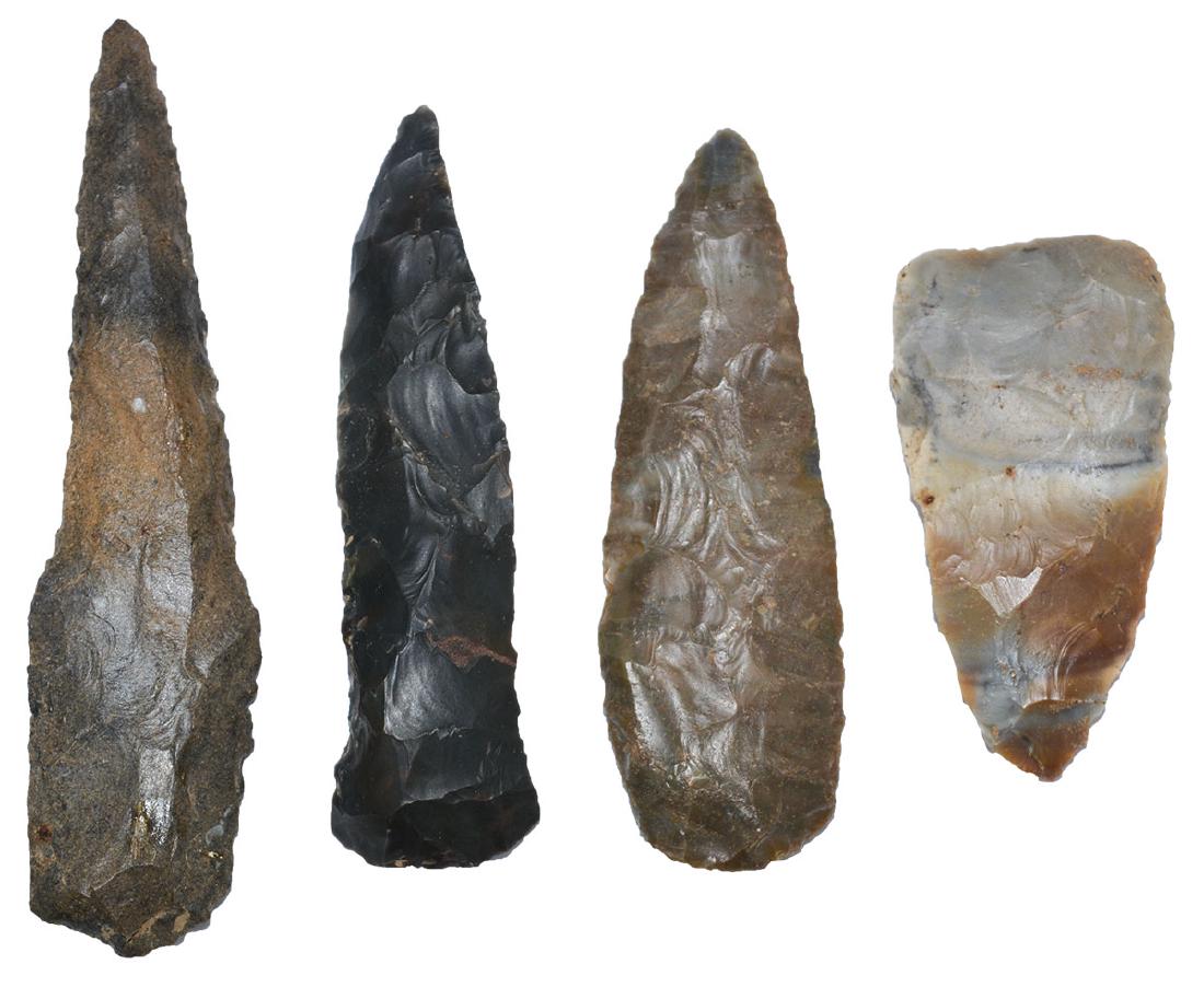 4 Kentucky points (3"-5"). Hardin Co, KY. Nice: 4 Kentucky points (3"-5"). Hardin Co, KY. Nice points, all in good condition. Ex-Steve Dowell