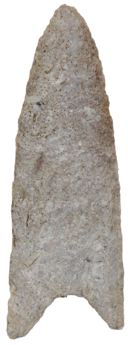 3 3/16" Redstone Clovis. Sevier Co, TN. Perino COA.: 3 3/16" Redstone Clovis. Sevier Co, TN. Boyle chert. Thin, fluted to tip on one side. Ex-Don Kinkade, Tom Davis, John Delime. Perino COA
