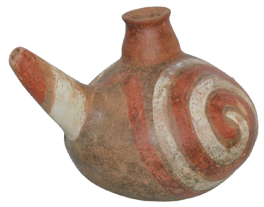 9 5/8" D. Quapaw Teapot. St. Francis Co, AR.: 9 5/8" D. Quapaw Teapot. St. Francis Co, AR. Excellent condition, appears solid. Ample red and white paint with hints of black pigment remaining. Ex-Kevin Farmer. Farmer's favorite Quapaw pot. 3.29.19