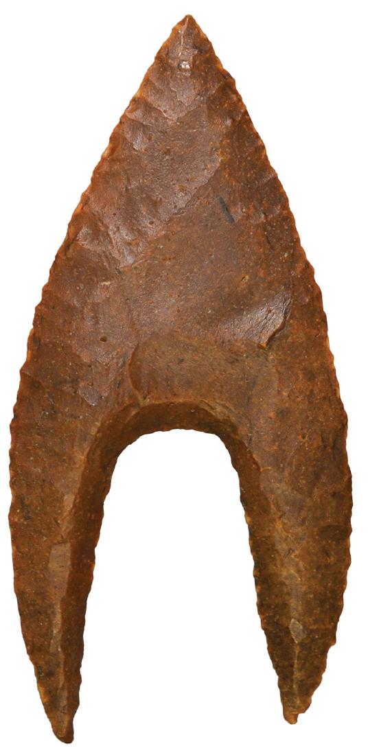 2 1/16" Pre-Dynastic Egyptian Arrow (best we've seen).: 2 1/16" Pre-Dynastic Egyptian Arrow (best we've seen). Ex-Larry Swann, Norman Hurst Gallery (Cambridge, MA)