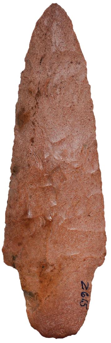 4 3/4" Waubesa. St. Albans, MO. Perino COA. Thin,: 4 3/4" Waubesa. St. Albans, MO. Thin, colorful heat treated Burlington. Ex-Randy Hudson, Ed Schuessler. FB Dan Hoer. Perino COA