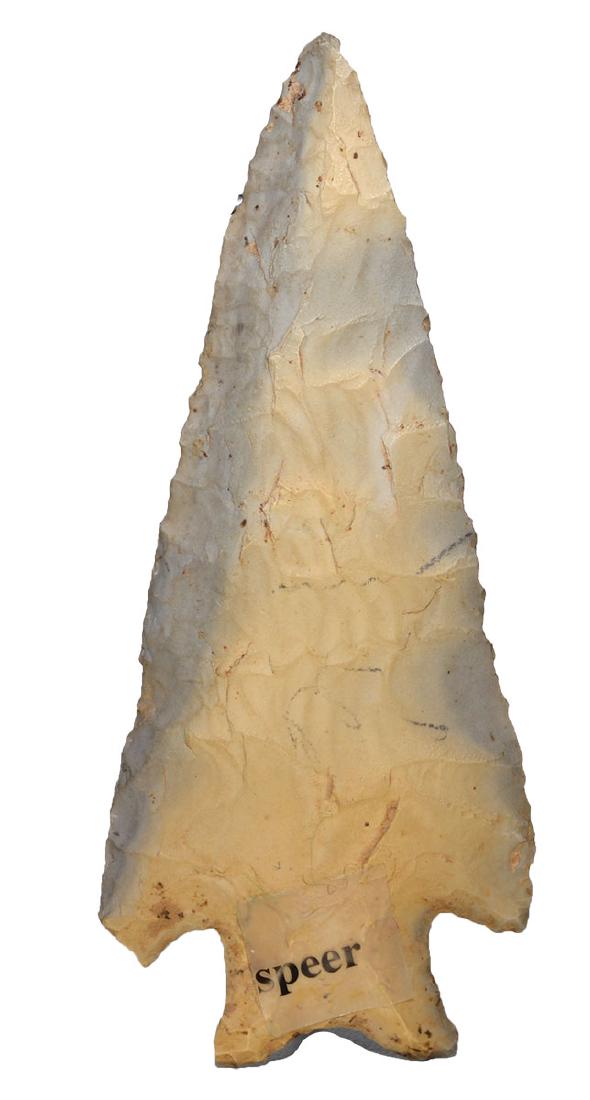 3 1/2" Hardin. Rogers COA. Lincoln Co, MO. Two tone: 3 1/2" Hardin. Lincoln Co, MO. Two tone cream and gray chert. Nicely beveled. Ex-Mike Speer. Rogers COA