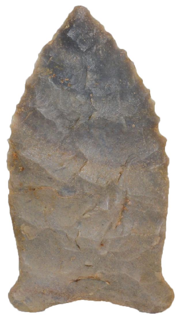 2 9/16" Quad. Davis G10 COA. Pulaski Co, KY.: 2 9/16" Quad. Pulaski Co, KY. Wonderful small Paleo point. Hornstone. Ex-Don Kinkade, Bobby Conger. Davis G10 COA