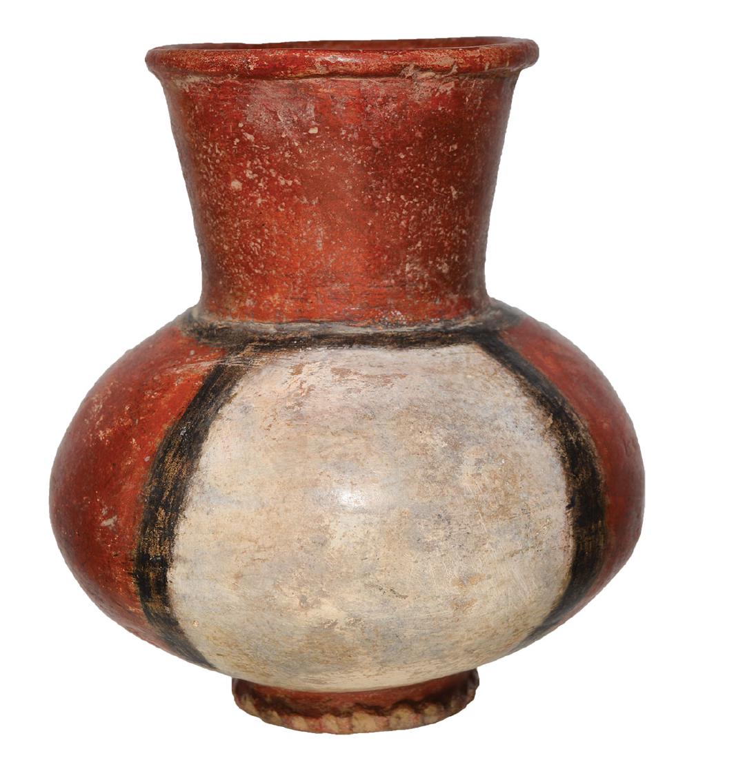 6 1/8" H. Polychrome Panel Bottle. Poinsett Co, AR.: 6 1/8" H. Polychrome Panel Bottle. Poinsett Co, AR. Excellent condition. Solid with minor paint touchup. Excellent display. Ex-Dean Crvonich