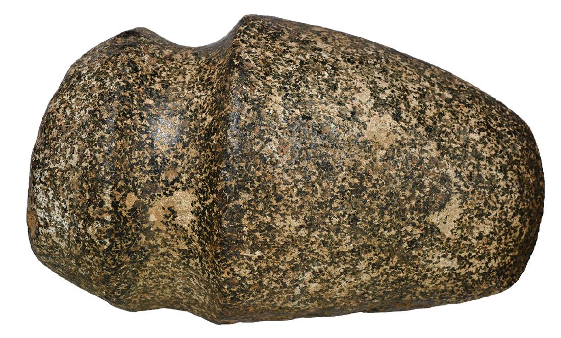 7" 3/4 Groove Axe. Meade Co, KY. Dickey COA. Well: 7" 3/4 Groove Axe. Meade Co, KY. Large and well made. Porphyritic Granite. Fine condition. Ex-Tommy Bryden, Gary Noel. Dickey COA