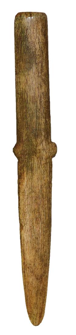 7 3/8" Antler Dagger. Logan Co, AR. Wonderful: 7 3/8" Antler Dagger. Logan Co, AR. Wonderful historic artifact (1600-1860AD). Nicely polished. Ex-Judge Claude Stone. Pictured in WW#11 (p101). Jackson G9+ COA