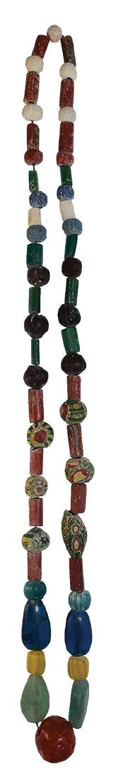 23" Strand of Multi-Colored Glass Trade Beads. Older: 23" Strand of Multi-Colored Glass Trade Beads. Nice variety of examples. Older historic examples