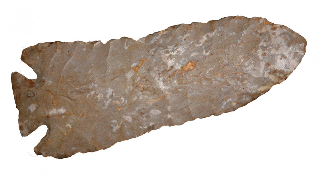 4 3/4" Lost Lake. Central KY (Oldham). Davis G8 and: 4 3/4" Lost Lake. Central KY (Oldham). Ft. Payne. Large, broad point. Relatively thin. Ex-Randy Hudson, Doug Underwood. Davis G8 and Dickey COAs