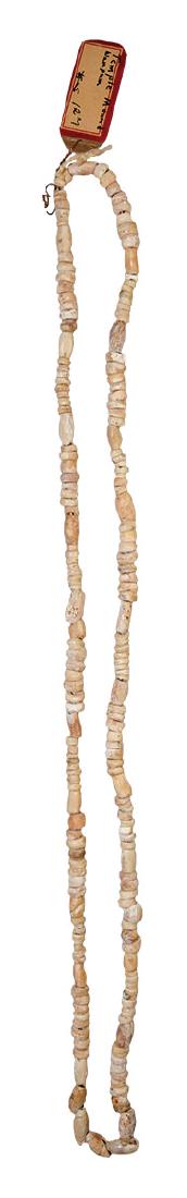 22" Polished Shell Bead Necklace. Old tag reads Temple: 22" Polished Shell Bead Necklace. Old tag reads Temple Mound. Ex-Dale and Betty Roberts.