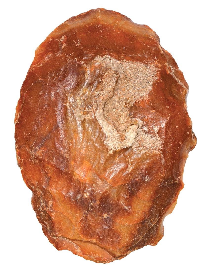 5 7/8" Hand Axe. Coussay-les Bois. Vienna region of: 5 7/8" Hand Axe. Coussay-les Bois. Vienna region of Western France. Ancient and colorful hand tool. Red and yellow Quartzite