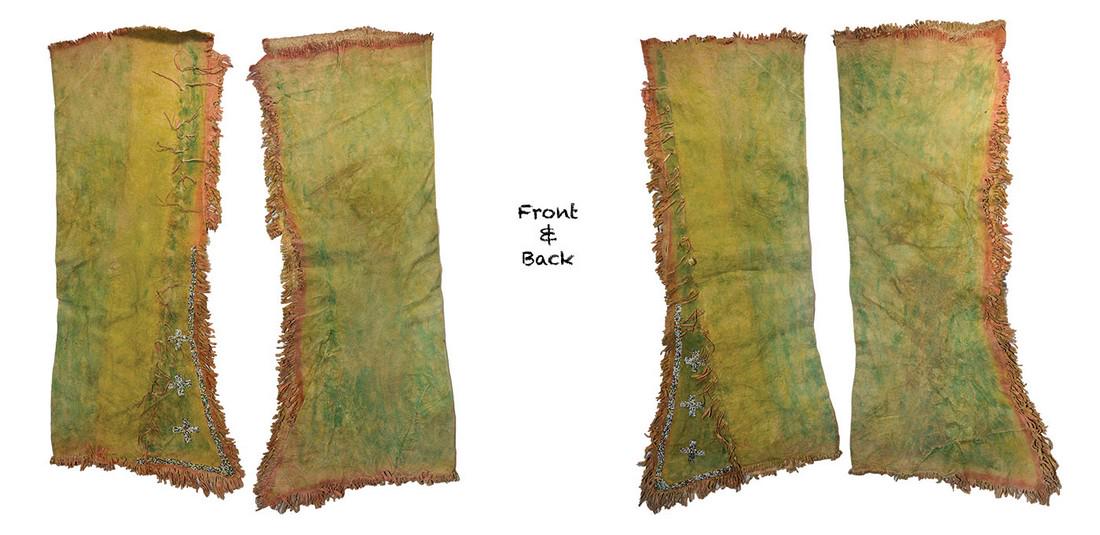 Pair of 30" Leather Leggings with beaded cross (1 of 1)