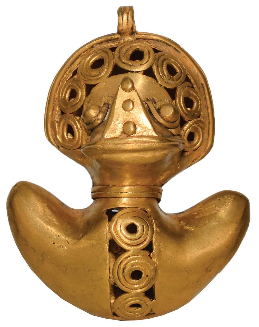 2" Tairona Bird Effigy Pendant.  Stylized bird head, (1 of 4)