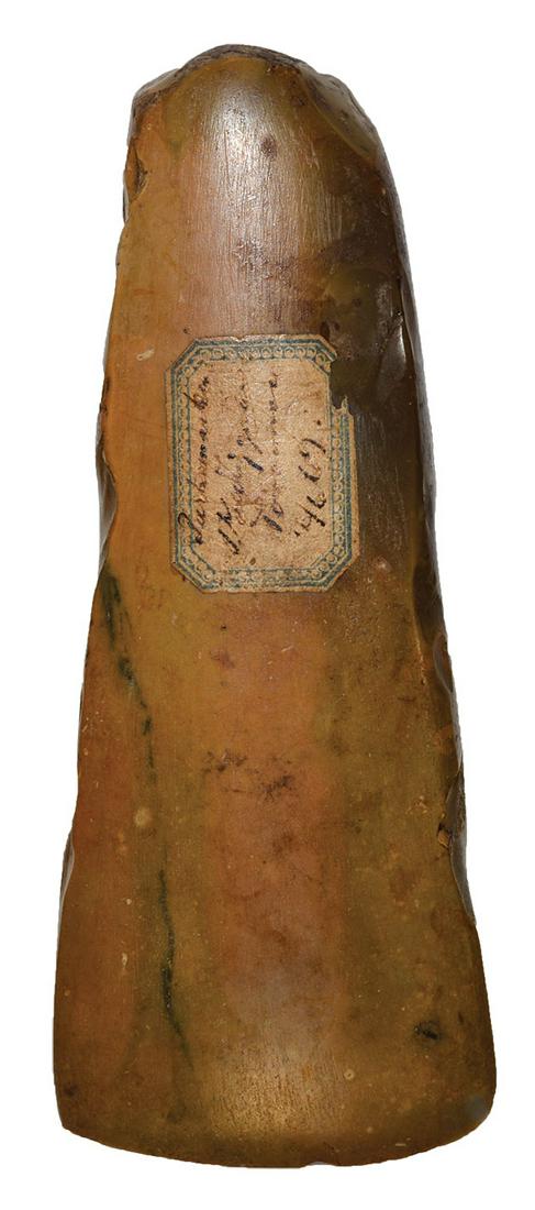 4 11/16" Danish Polished Celt. Denmark. Excellent: 4 11/16" Danish Polished Celt. Denmark. Excellent condition with deep, ancient polish