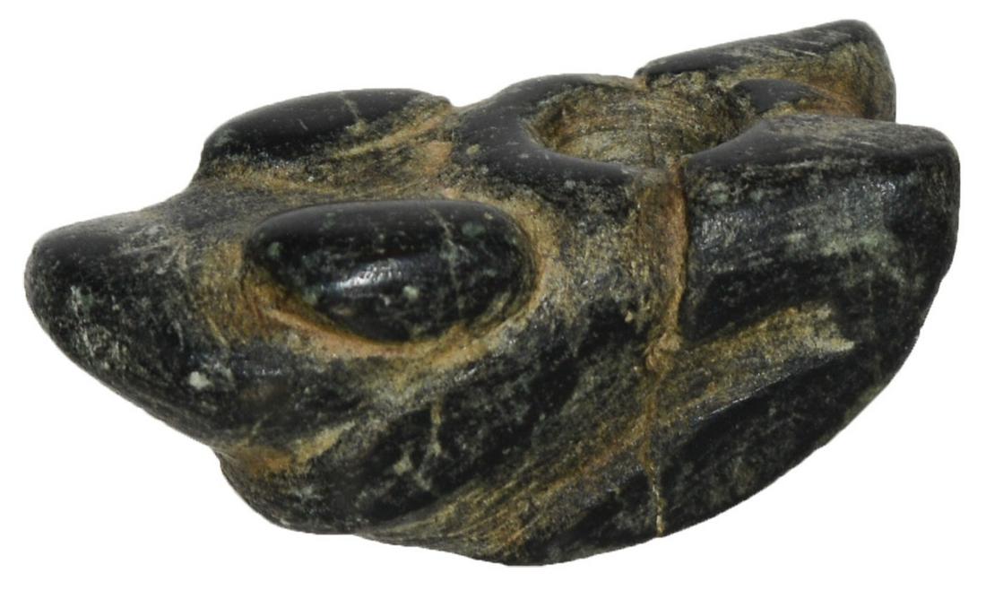 1 9/16" Miniature Frog Effigy Pipe. Eastern TN.: 1 9/16" Miniature Frog Effigy Pipe. Eastern TN. Polished Steatite. Excellent detail. Some pressure cracking. Rare. Ex-C.J. O'Neil