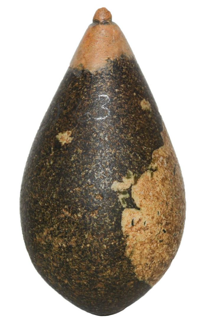 2 3/8" Grooved Porphyry Plummet. Greene Co, IL. Fat: 2 3/8" Grooved Porphyry Plummet. Greene Co, IL. Fat body with small groove top. Fine condition. Ex-Brandon Vanderver