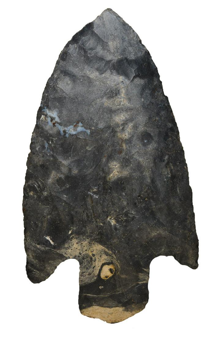 3 1/4" Buck Creek. MO. Dickey COA. Well made.: 3 1/4" Buck Creek. MO. Well made, nodular flint with tan striping. Ex-Richard Austin. Dickey COA