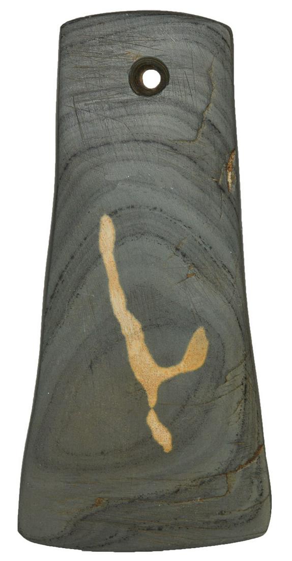 4 5/16" Flared Pendant Slate with "worm" mark. Ohio.: 4 5/16" Flared Pendant Slate with "worm" mark. S. Ohio. Good condition. Ex-Brandon Vanderver